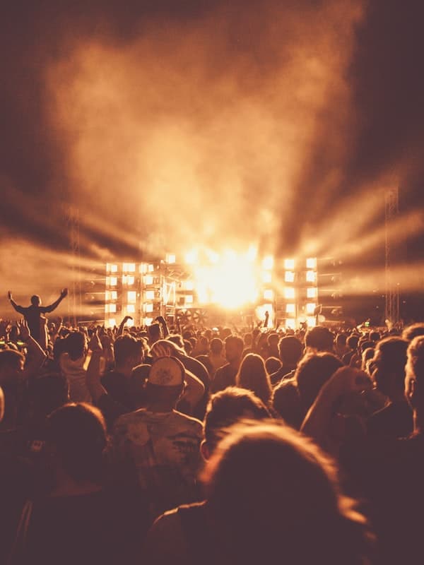Guests dancing at a live event